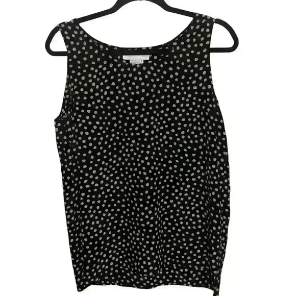 BLOOMINGDALES 100% SILK Black & Cream POLKA DOT TOP SIZE 8 - Picture 1 of 3